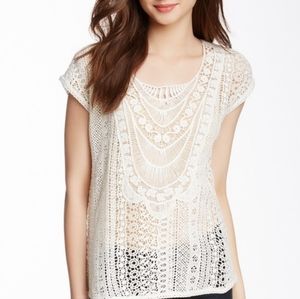 House of Harlow Crochet Lace Boho Top